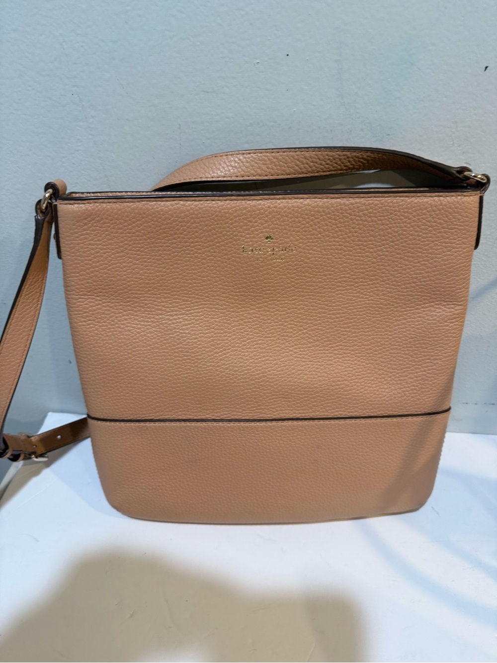 kate spade Pebbled Leather Shoulder Bag in Camel